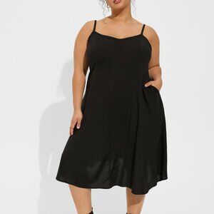 Midi Challis Sleeveless Trapeze Dress